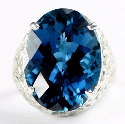 London Blue Topaz, 925 Sterling Silver Ladies Ring, SR291-Handmade - Image 1 of 4