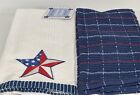 2 Kitchen/Bath Hand Towels Embroidered Patriotic Stars 4Th July Red White Blue