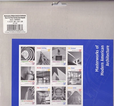 Scott #3910 Masterworks of American Architecture Sheet of 12 Stamps & FDC Sealed - Image 1 of 4