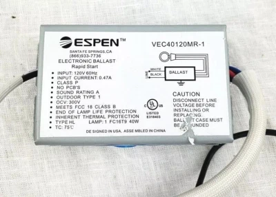 Ballast VEC40120MR-1 By Espen Input 120V 60Hz OVC 300V 40W - Image 1 of 2