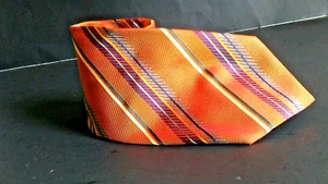 Corbata de cuello vintage FRATELLI MODA para hombre naranja azul verde blanco seda Italia 58"x4" - Imagen 1 de 5