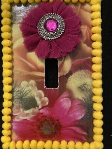 Beautiful floral Handmade Single Light Switch Cover - Stamp - Picture 1 of 1