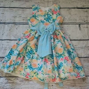 Rare Editions Blue Pink Vintage Floral Sleeveless Dress 4T - Picture 1 of 6