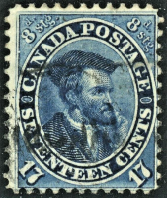 Canada Stamp # 19 - FVF Used  w/Thin - Jacques Cartier 17c ~UN $210 (1859) - Image 1 of 4