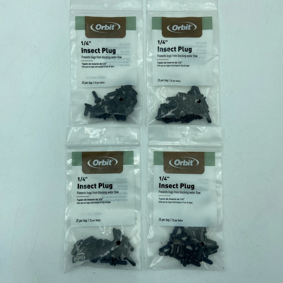Lot Of 4 Orbit 67405 25 Count 1/4" Insect Plug Prevents Bugs From Blocking Flow - Image 1 of 4