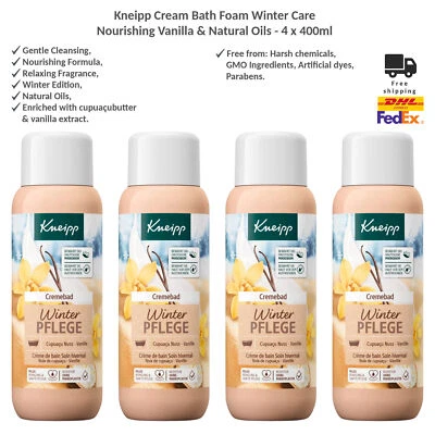 Kneipp Crema Baño Espuma Cuidado Invierno Nutritivo Vainilla y Aceites Naturales 4x400ml Foto 1 de 3