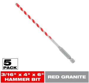 Diablo DMARG1030-P5 3/16" x 6" SPEEDemon Red Granite Carbide Drill Bit 5-Pack - Picture 1 of 7