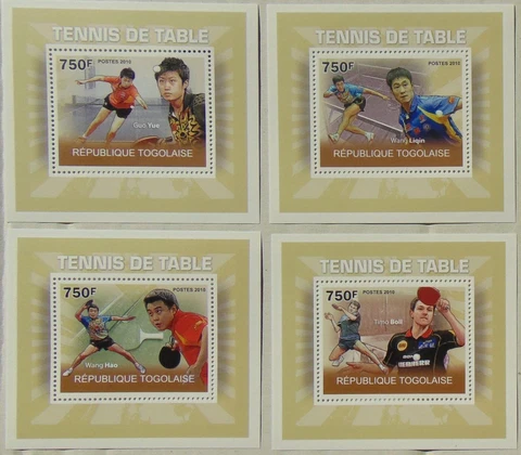Table Tennis Masters SET 4 SHEETS DELUXE Togo 2010 Mi.3619-22 #TG10308d Cover
