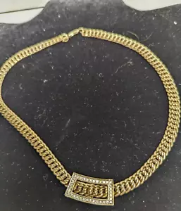 Vintage Panetta Gold Colored Jeweled Necklace - Picture 1 of 10