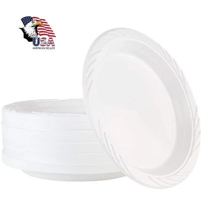 Nicole Fantini Disposable White Plastic Plates can use in Microwave:7", 9" & 10" - Image 1 of 4