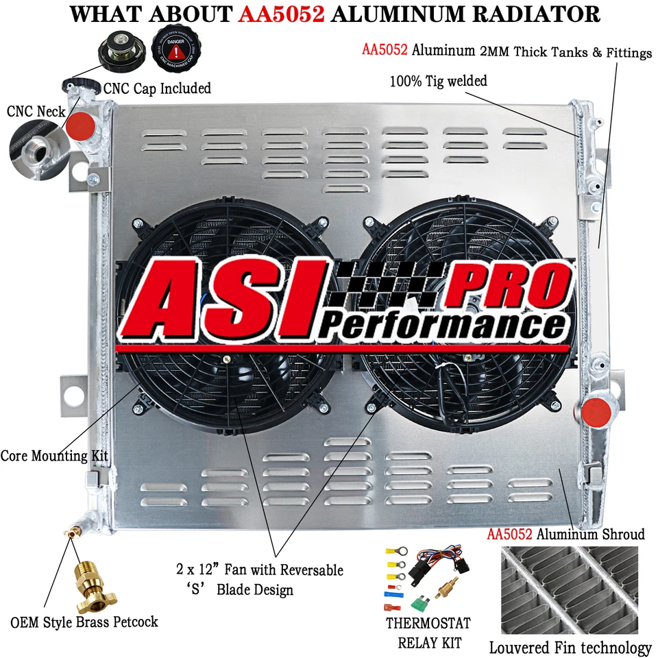 3Row Radiator Shroud Fan FOR 03-2009 05 Toyota 4Runner/Lexus GX470 4.7L V8 AT/MT Foto 1 de 4