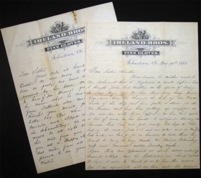 1883 & 1884 JOHNSTOWN NEW YORK MANUSCRIPT IRELAND BROTHERS GLOVE MFGRS. - Image 1 of 4