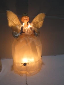 HERMOSO VESTIDO CREMA ÁNGEL TOPPER/DE PIE LIBRE, ALAS DE TELA 10" EN CAJA  - Imagen 1 de 8