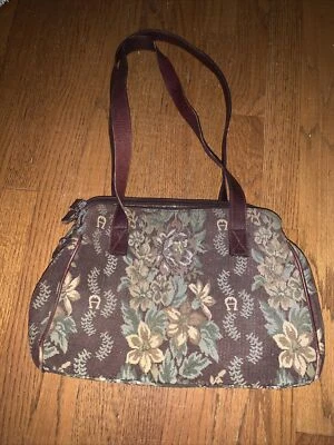 Bolso de Alfombra Vintage Toile Floral Cartera Bolso de Mano ETIENNE AIGNER Bolso de Tapiz 💗 Foto 1 de 4