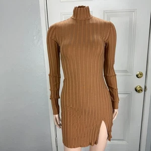 Reformation Waage Rollkragen Strick Damen Kleid klein gerippt L/S Baumwolle P3-4 - Bild 1 von 7
