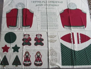 VICTORIANA CHRISTMAS SANTA CENTERPIECE Victorian Holiday Cut & Sew Fabric Panel - Foto 1 di 3