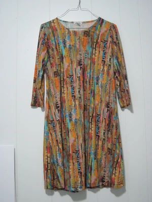 Kosher Casual T-Shirt Dress Womens SZ L Multicolor  Past Knee Stretch 3/4 Sleeve - Image 1 of 4