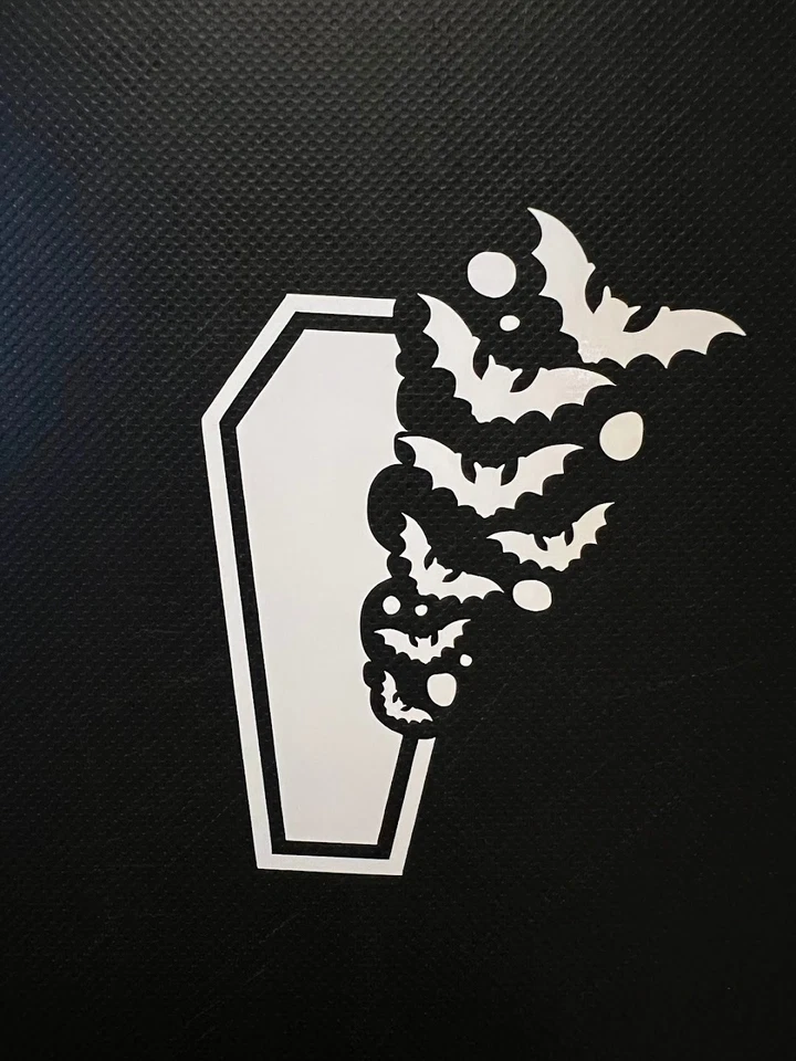 Ataúd espeluznante con murciélagos pegatina calcomanía de Halloween coche camión ventana vinilo Foto 1 de 4