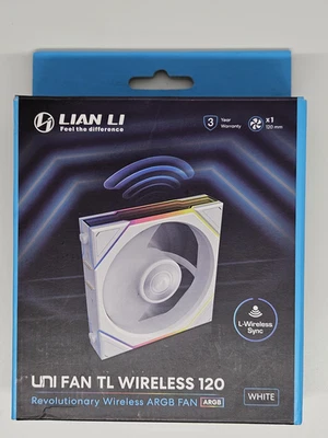 Ventilador Lian Li UNI TL Inalámbrico 120-Paquete Único-2.4 GHz ARGB Blanco 12TL1W1W Ventilador Foto 1 de 3