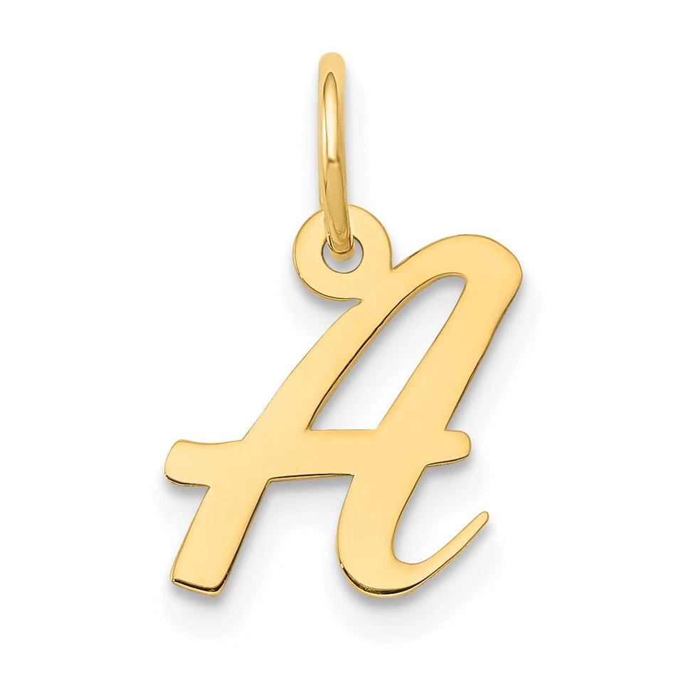14k Yellow Gold Small Script Initial a Charm Pendant