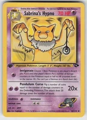 Pokemon 1st Edition Sabrina's Hypno Uncommon Gym Challenge 056/132 LP - Image 1 of 2