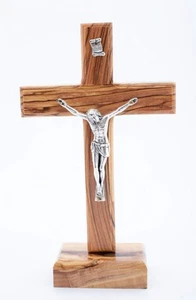 Handgefertigtes freistehendes/wandbehangliches Olivenholz Kreuz (Kruzifix 6,3 Zoll), Re... - Bild 1 von 5