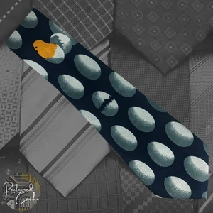 Designs by A Rogers Whole Cracked Eggs Chick Design Pointed Necktie Novelty Tie - Picture 1 of 6