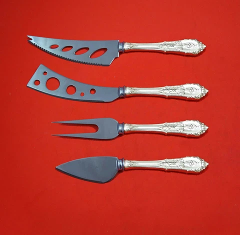 Rose Point by Wallace Sterling Silver Deluxe Charcuterie Set 4-Piece Custom Made Cover