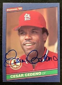 Cesar Cedeno Signed 1985 Leaf-Donruss #648 Baseball Card Reds Autograph TPG - Picture 1 of 2