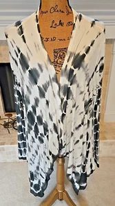Saint Tropez West Tie Dye Cardigan Sweater Open Front Stretch Knit L Womens - Picture 1 of 8