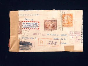 COLOMBIA 1942 COPERTINA REGISTRATA LEGATA SIGILLO UFFICIALE AGLI USA, CENSURATA - Foto 1 di 2