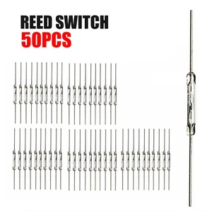 50 Stück Reedkontakt 14mm x 2mm Miniatur Reed Kontakt Reedschalter 45mm Länge - Bild 1 von 10