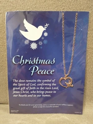 Collar Corazón Paloma Oro Tono Navidad Paz Oro Espíritu de Dios Jesucristo Foto 1 de 4