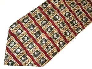 Vintage Roundtree & Yorke Herrenkrawatte Krawatte rot beige grün geometrisch breit Seide 59 Zoll - Bild 1 von 4