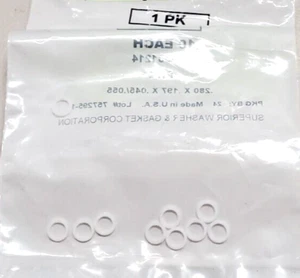 New PTFE Plastic Washer, #8 Screw Size, .230 x .197 x .045/.055, (10ea) - Picture 1 of 4