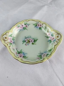 Vintage OPCO Syracuse China Romantic Pink Flowers Gold Gilded Dish Plate Handles - Picture 1 of 8
