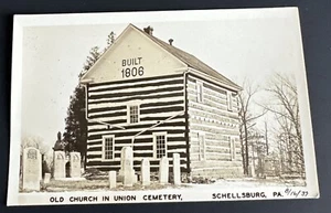 Postcard: Old Church in Union Cemetery Built 1806 Graves ~  Schellsburg, PA - Picture 1 of 2