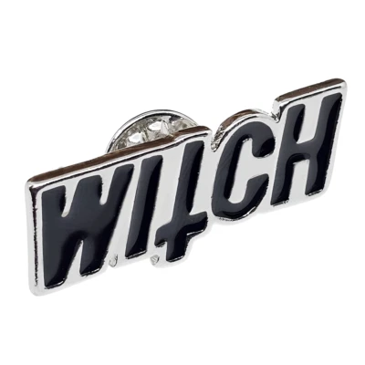 Spilla strega distintivo smalto gotico argento nero argento emo spilla strega... - Immagine 1 di 4