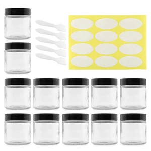 Barattoli di vetro trasparente 4 oz 12pk; Contenitori dritti per cosmetici/balsamo/lozione - Foto 1 di 10