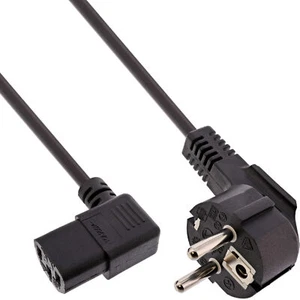 10 Schutzkontakt CEE7/7 Stecker auf Kaltgeräte C13 links gewinkelt schwarz 1m - Bild 1 von 1