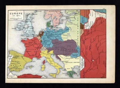 1873 Labberton Map Europe 1871 - Franco Prussian War North France Paris Germany - Image 1 of 2