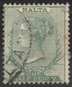 SG20 Sn:#8 1/2 d 1885 MALTA Definitivi 1885-1902: Regina Vittoria, usato - Foto 1 di 2
