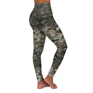 Hunting Theme Camoflauge - High Waisted Yoga Leggings (AOP) - Picture 1 of 25