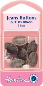 Hemline Jeans Buttons Bronze 16mm - per pack of 6 - Picture 1 of 1