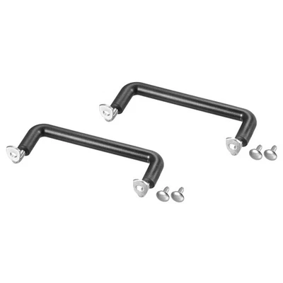 Pentola Lato Maniglia per Inox Acciaio Manico Nero Argento Tono 108x95mm 2pz - Immagine 1 di 4