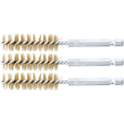 Messingbürste 14 mm mit 1/4" Bitantrieb zum Reinigen und Entgraten 3-tlg. - Bild 1 von 2
