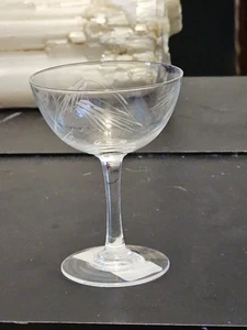 1 Vintage Wheat Etched Wine Glasses.  1970  Noritaki Sasaki - Picture 1 of 3