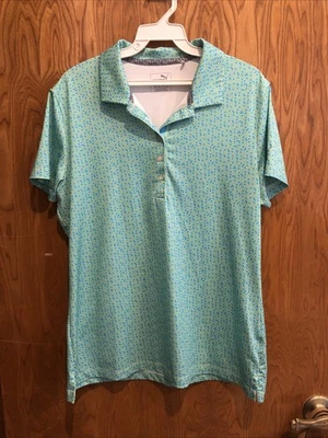 Polo grande para mujer Puma, manga corta, puntos verdes y amarillos Foto 1 de 4