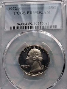 1972-S PCGS PR69DCAM PROOF WASHINGTON QUARTER, Key Date - Picture 1 of 2
