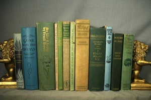 lot 12 Vintage old Books  blue green decorators shelf Gone with the Wind etc. - Bild 1 von 5